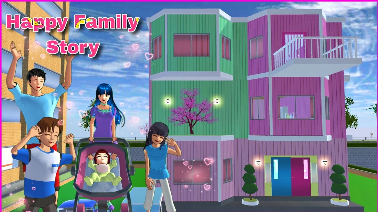 New Beautiful 3 Floor Pastel House for 5 Family Members in Sakura School Simulator 