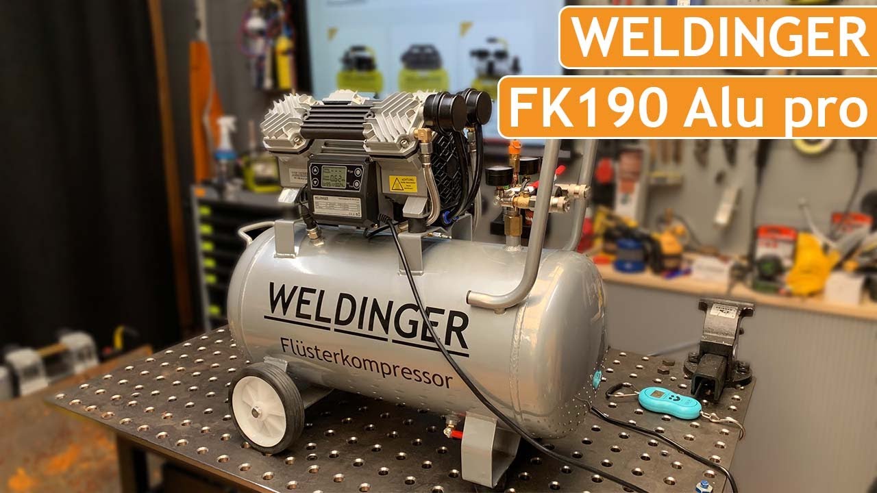 WELDINGER FK 190 Alu pro | leichter Flüsterkompressor mit Aluminiumtank und LCD Display | bis 12bar