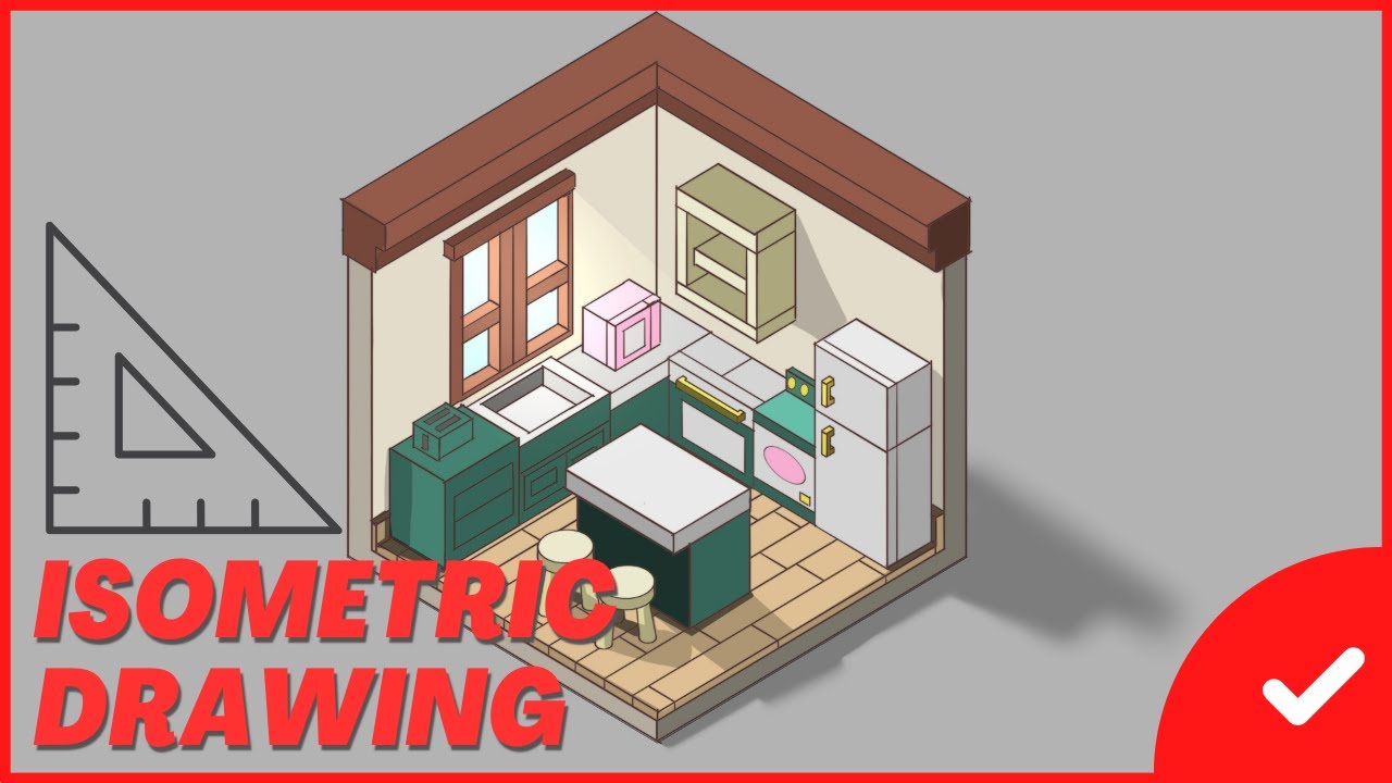 PRACTICE DRAWING 022 |  How To Draw Isometric Room in CSP