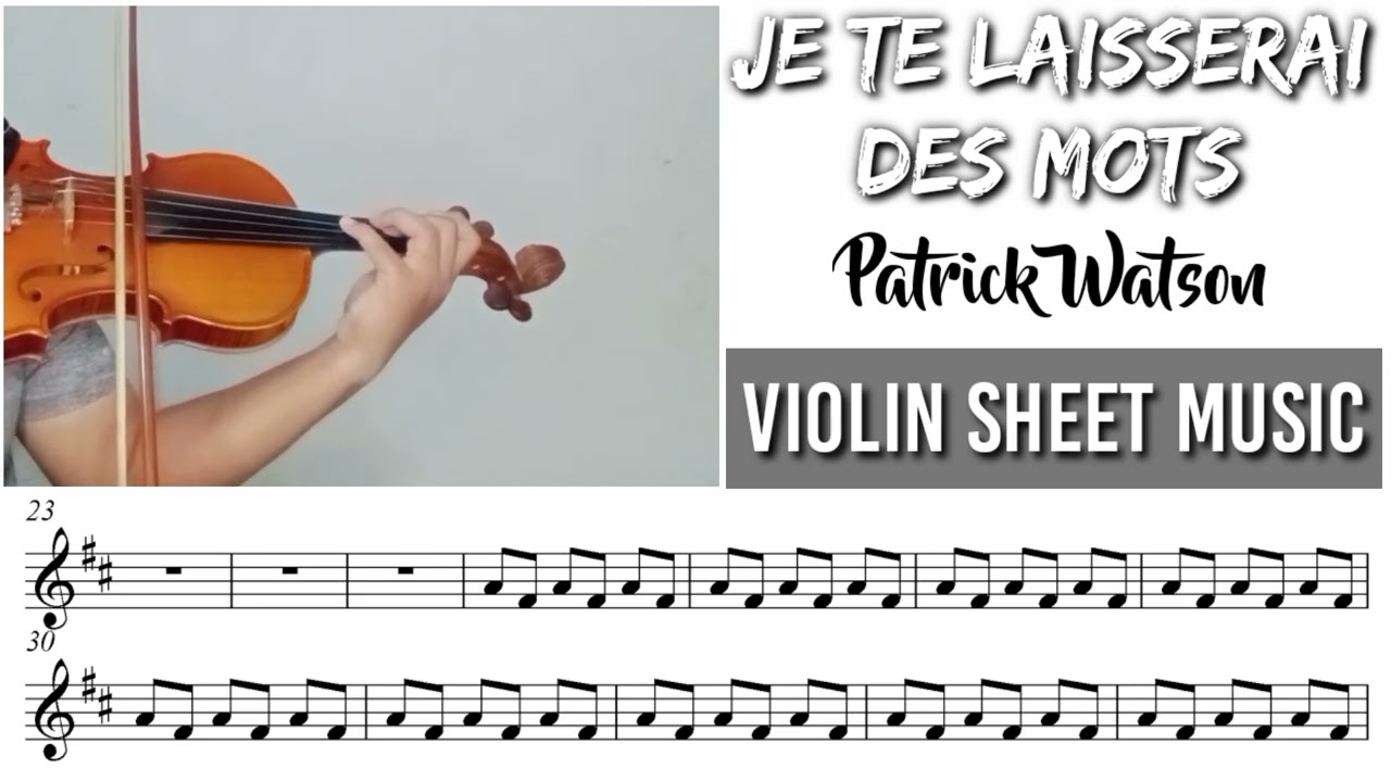 Free Sheet || Je Te Laiserrai Des Mots - Patrick Watson || Violin Sheet Music