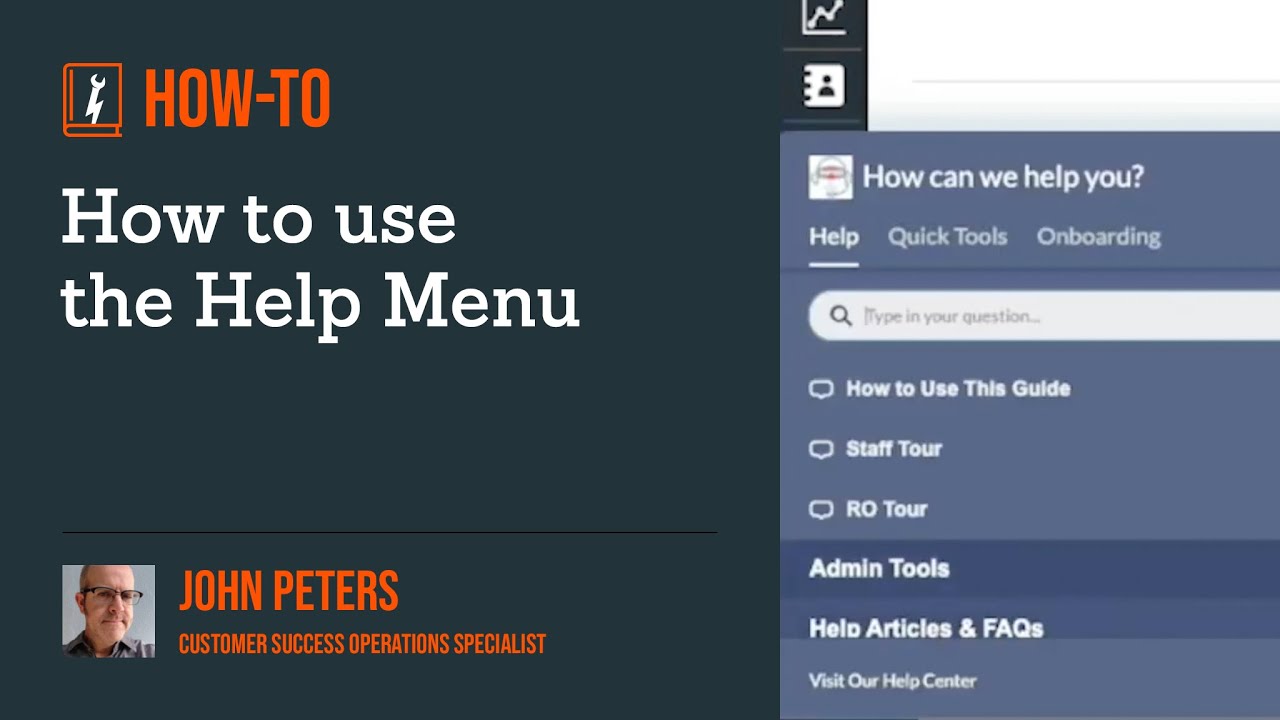 How to Use the Shop-Ware Help Menu