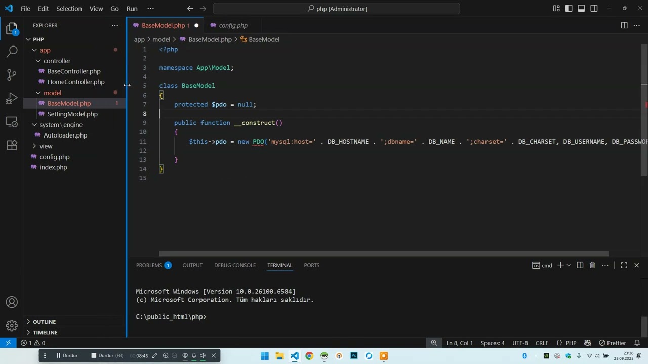 PHP 8.4 ile OOP ve MVC | Singleton Veritabanı Bağlantısı ve Kullanılması