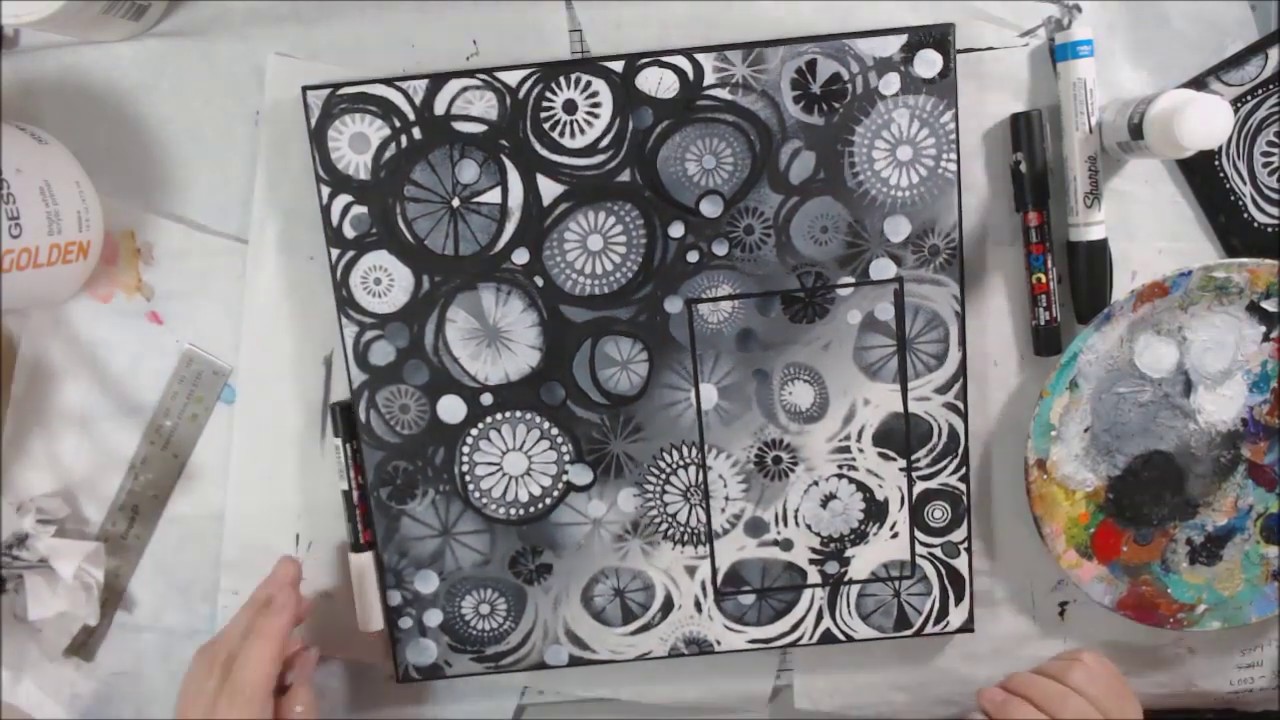 Shel C's Monochromatic Fill it with Circles Stencil Art Tutorial