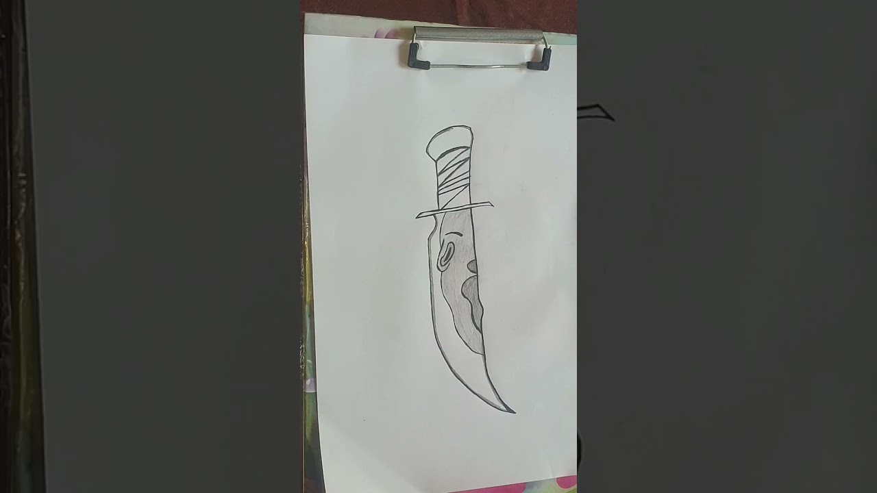 ######🕋🤨👧How to draw horror knife with a face