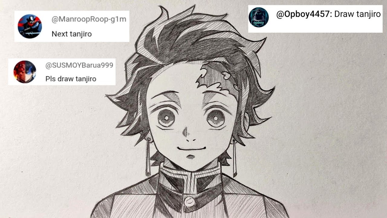Easy How to Draw Tanjiro | drawing tutorial | how to draw anime boy