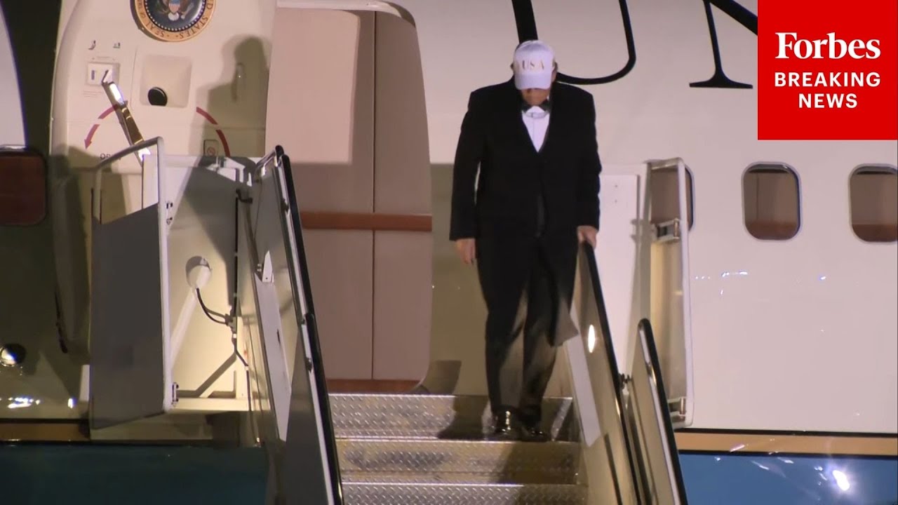 President Donald Trump Arrives At Palm Beach, Florida On Late-Night Flight From Washington