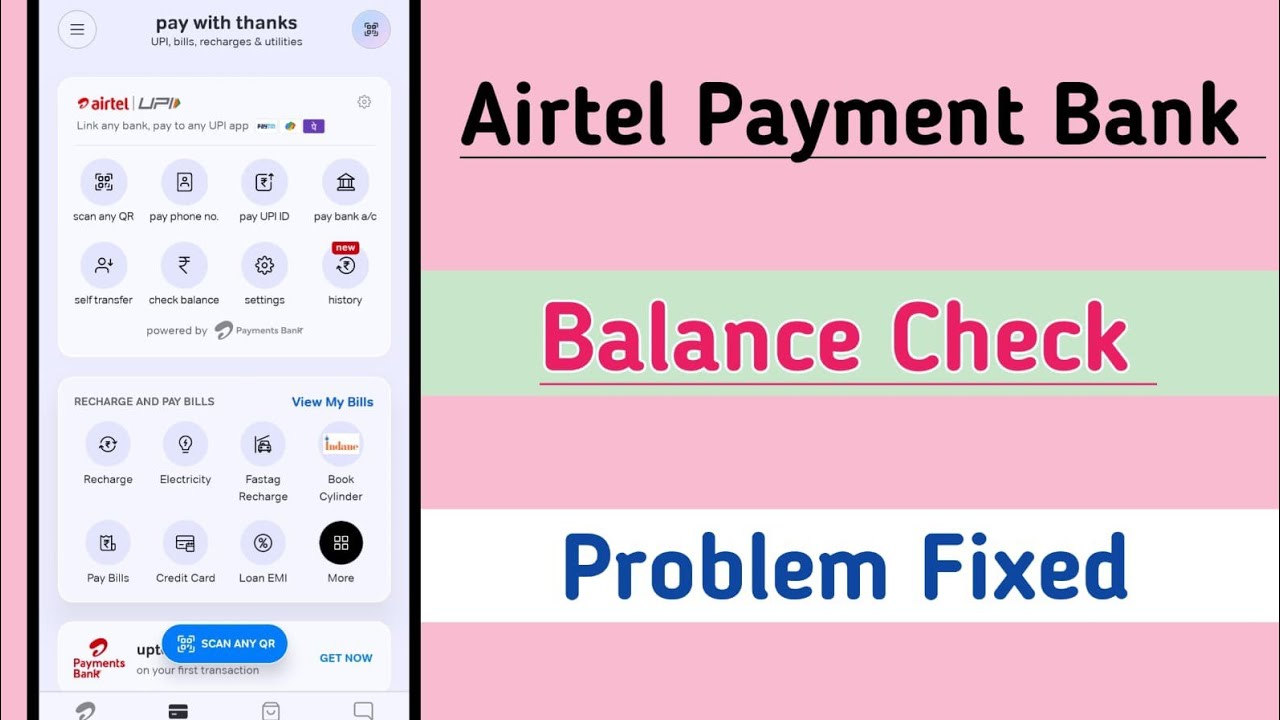 Airtel Payment Bank Me Balance Check Problem Solve 