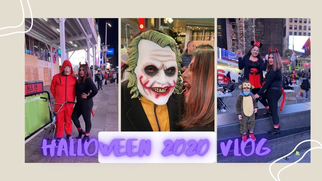 Halloween Night Vlog  With Family|Halloween makeup 2020 Celebration at Times Square New York City