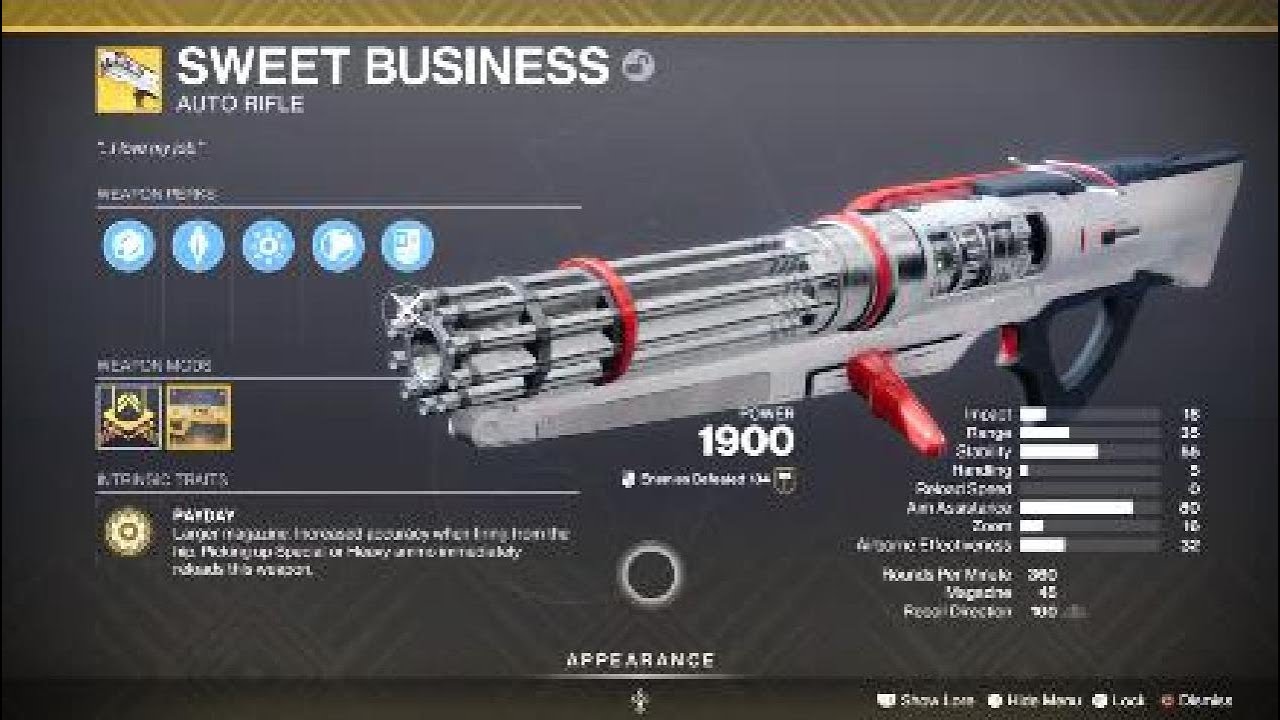 Sweet Business Exotic Weapon & Catalyst &ndash; Destiny 2