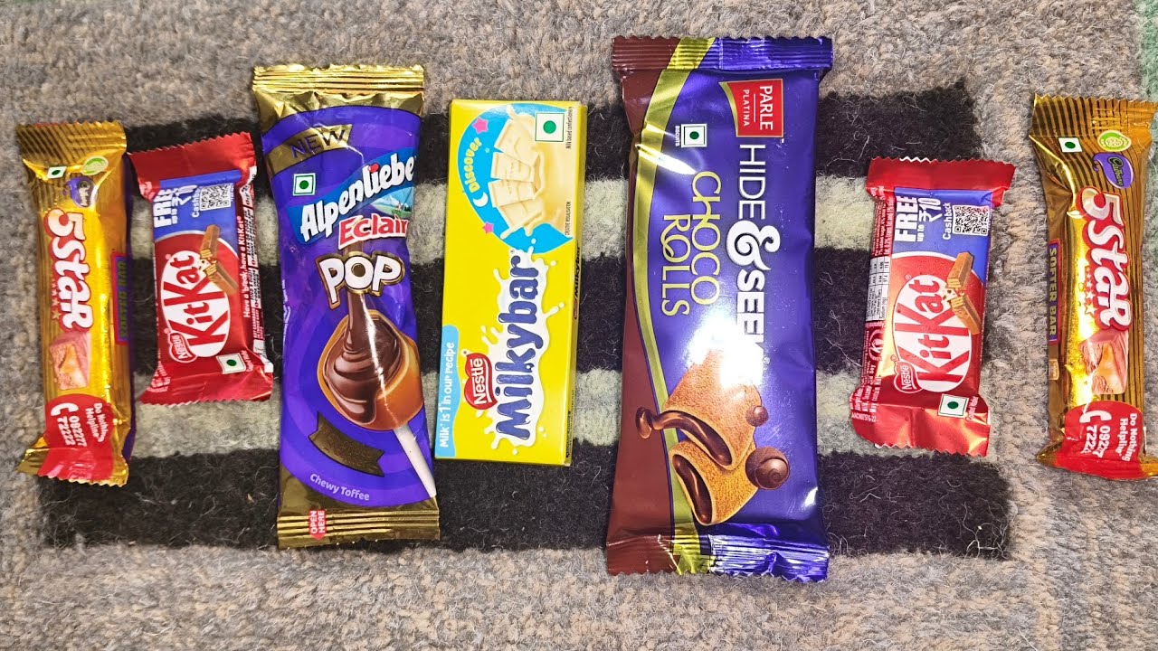 5star kitkat eclairs pop shorts gems chupa chup ASMR unboxing🍫🍫🍫 #choclate #chocobar #asmrchocolate 