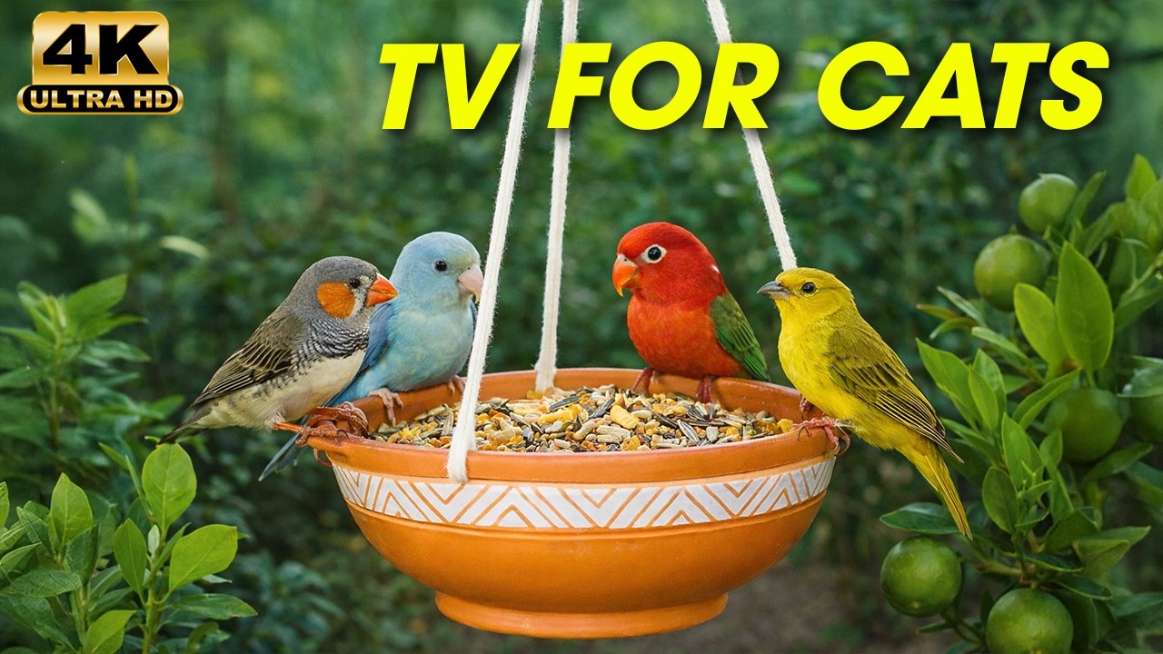 Video 24h for Cats to Watch 😺 Colorful Backyard Birds in 4K Ultra HD #Cattv24hours #Birdwatching4k