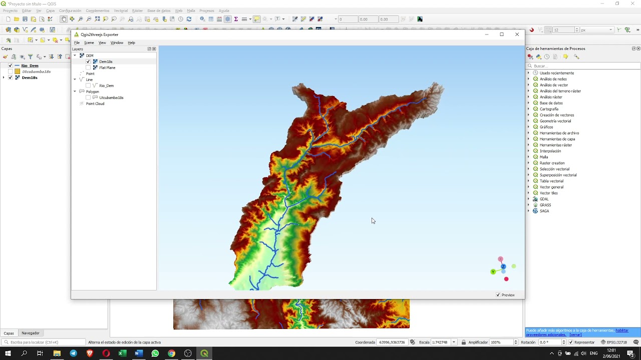 Uso del Plugin Qgis2threejs para visualizaciones en 3D