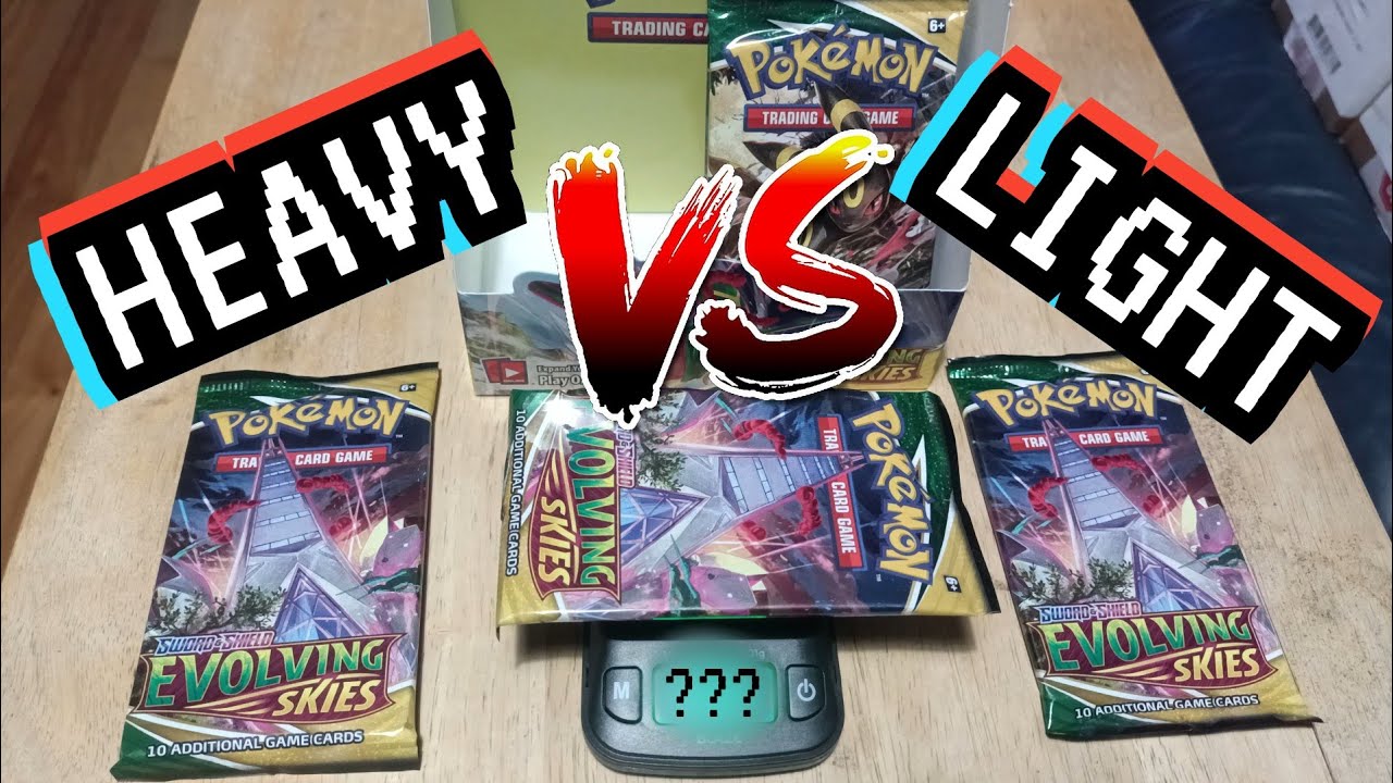 Weighing Packs, Does it Work? Heavy Vs Light | Pokemon Evolving Skies Pack Opening