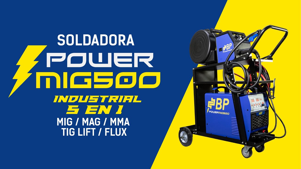 Soldadora BP Powermig 500 AMP (5 en 1) MIG / MAG / MMA / TIG LIFT / FLUX / 220V pantalla digital.