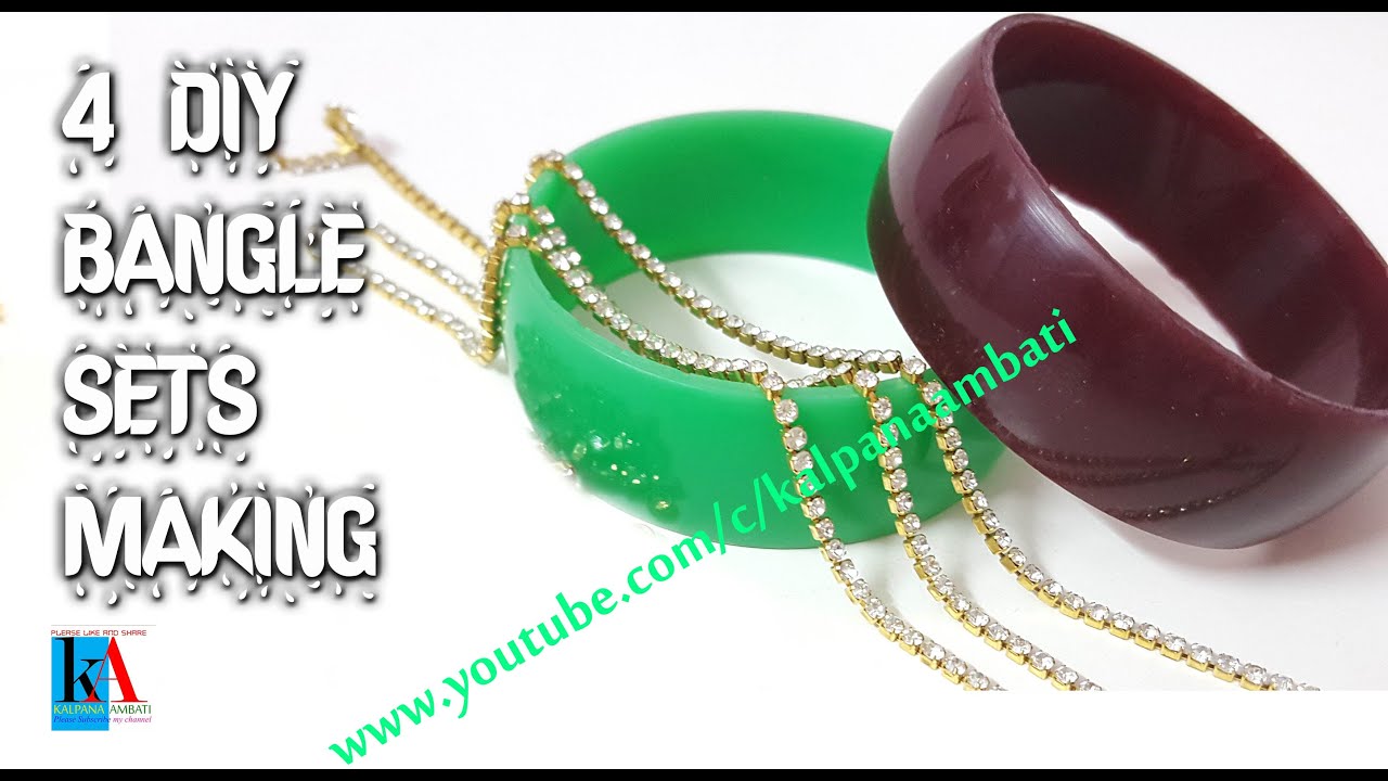 4 double colour Silk Thread bangles sets making at home // 4 easy DIY bangles