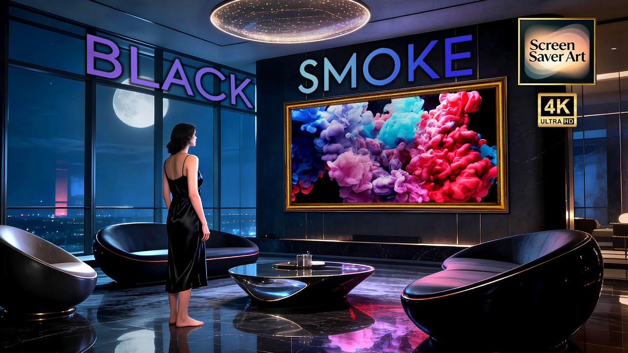 BLACK SMOKE | Luxury Night Screensaver Art in 4K | Modern Penthouse Ambience