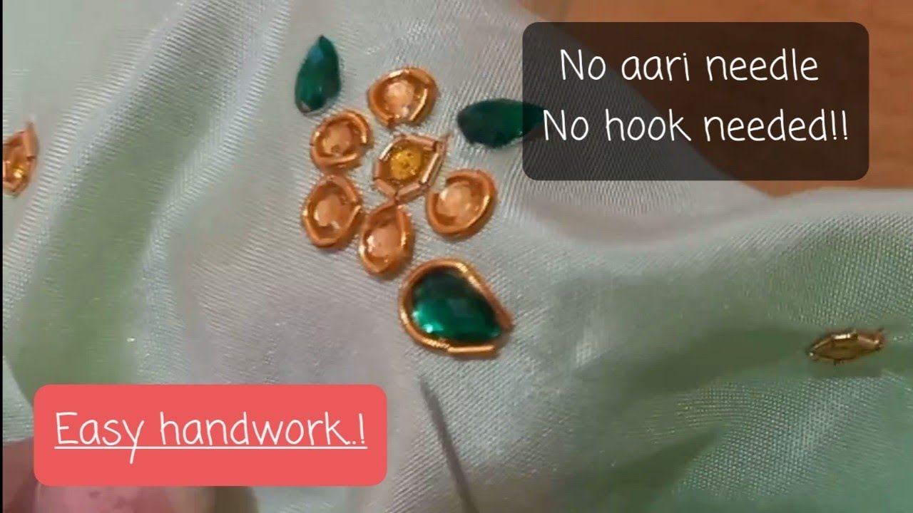 Easy handwork on blouse piece||no aari no hook needed