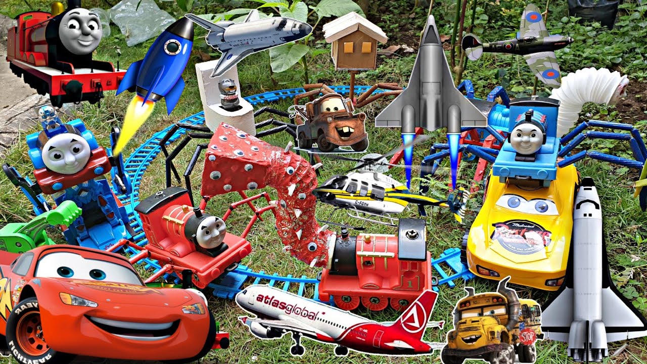 Mencari Dan Merakit Mainan Kereta Api, Pesawat Terbang,Helikopter,Jet,Tayo,Kapal Kargo,Mobil balap