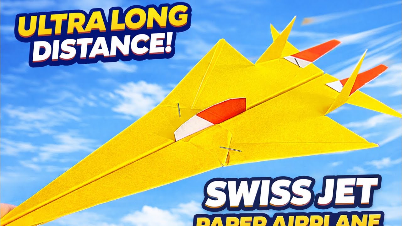 How to Make a Swiss Jet Paper Airplane ✈️ Ultra Long Distance Flying Paper Plane