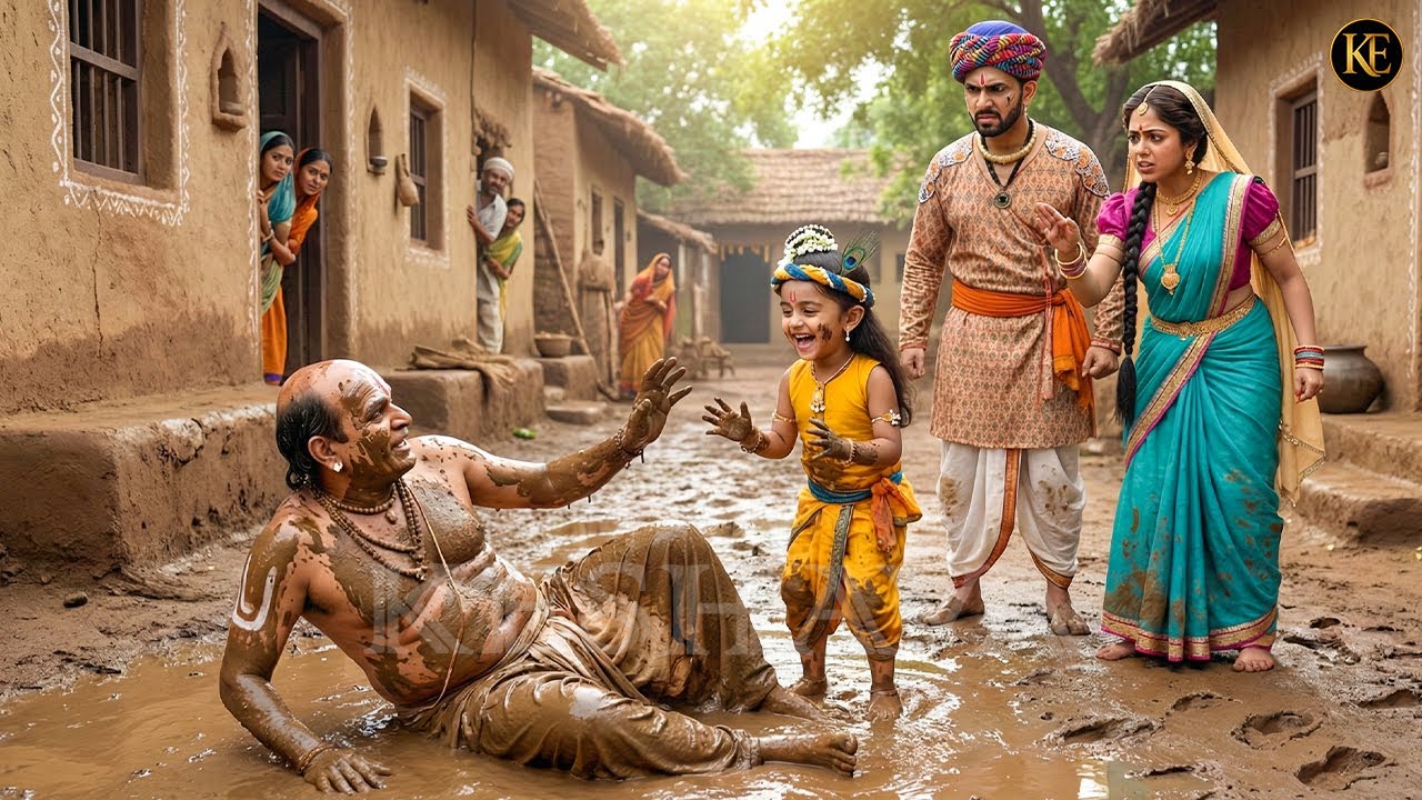 घर पे आये ब्राह्मण को जब बाल कान्हा ने किचर में ढकेल के मैया देखा मैया को आया गुस्सा | Krishan leela