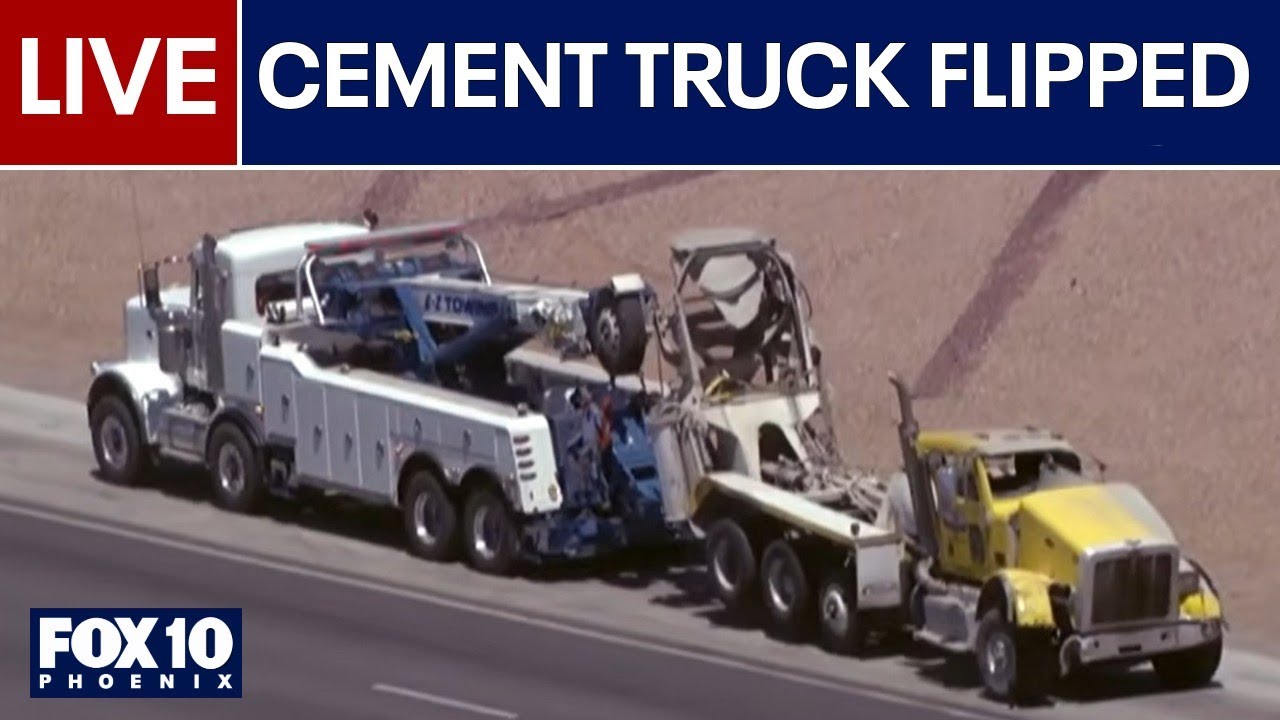 🔴LIVE: Major 4-vehicle crash closes I-10 West at Fairway after cement truck flips | FOX 10 Phoenix