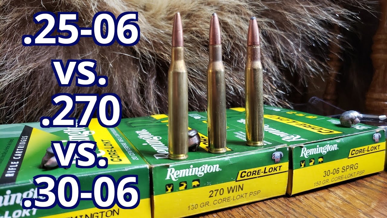 .25-06 rem против .270 win против .30-06 Spfld Remington Core-lokt Pork and Water Jugs Test