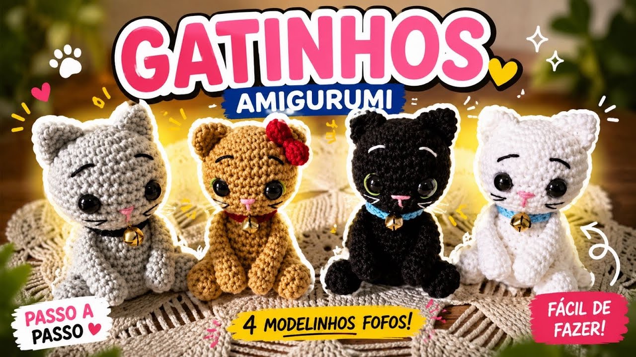 Gatinho Amigurumi 😻 Como fazer Gato de Crochê 🐈 how to crochet a cat amigurumi 🐈‍⬛ gato de ganchillo