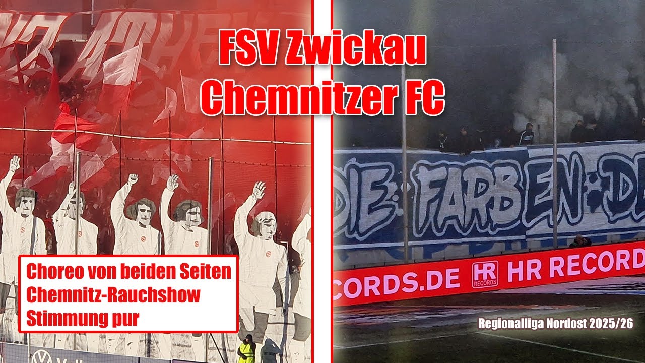 Beide Top! Stimmung, Rauch, Choreo FSV Zwickau - Chemnitzer FC 2025/26