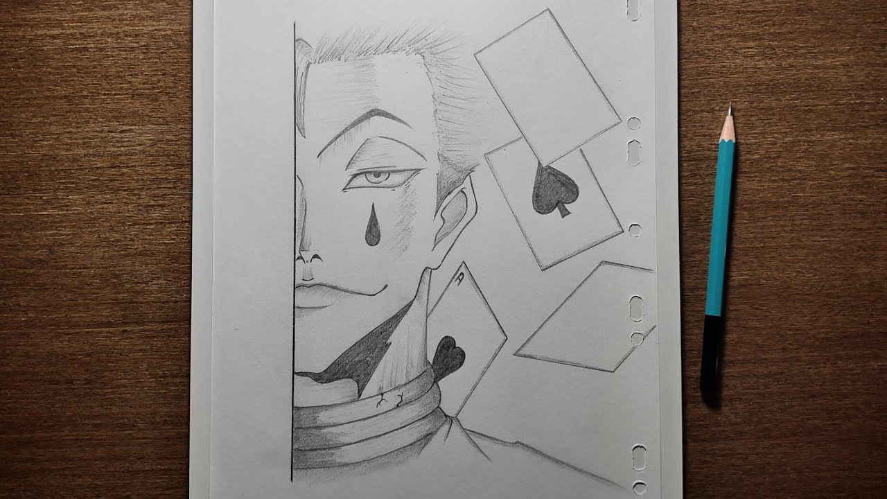 how to draw half face of Hisoka for beginners | easy drawing