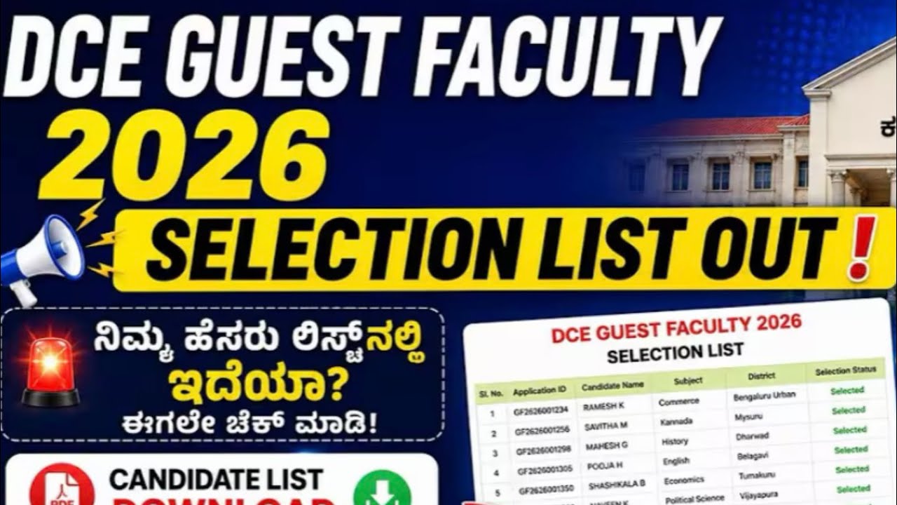DCE Guest Faculty 2026 Final Selection List Out| Candidate List Download & Name search 