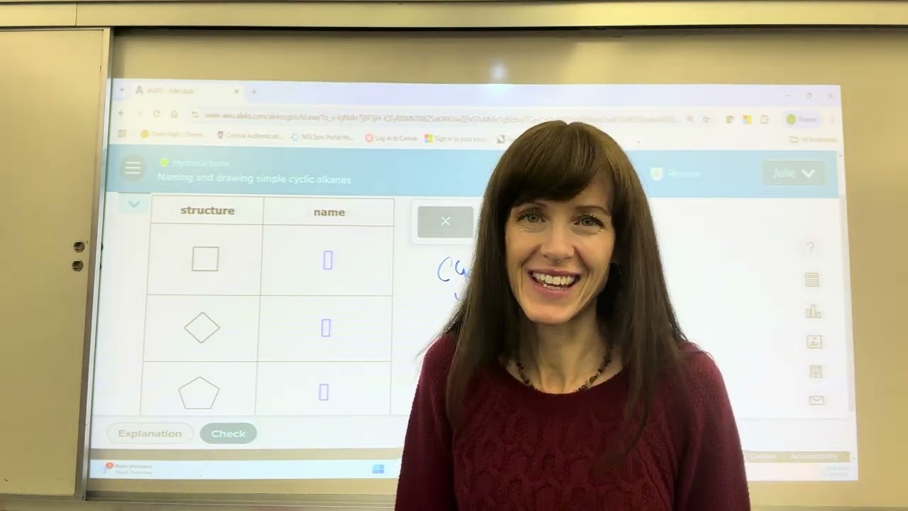 ALEKS Naming and Drawing Simple Cyclic Alkanes