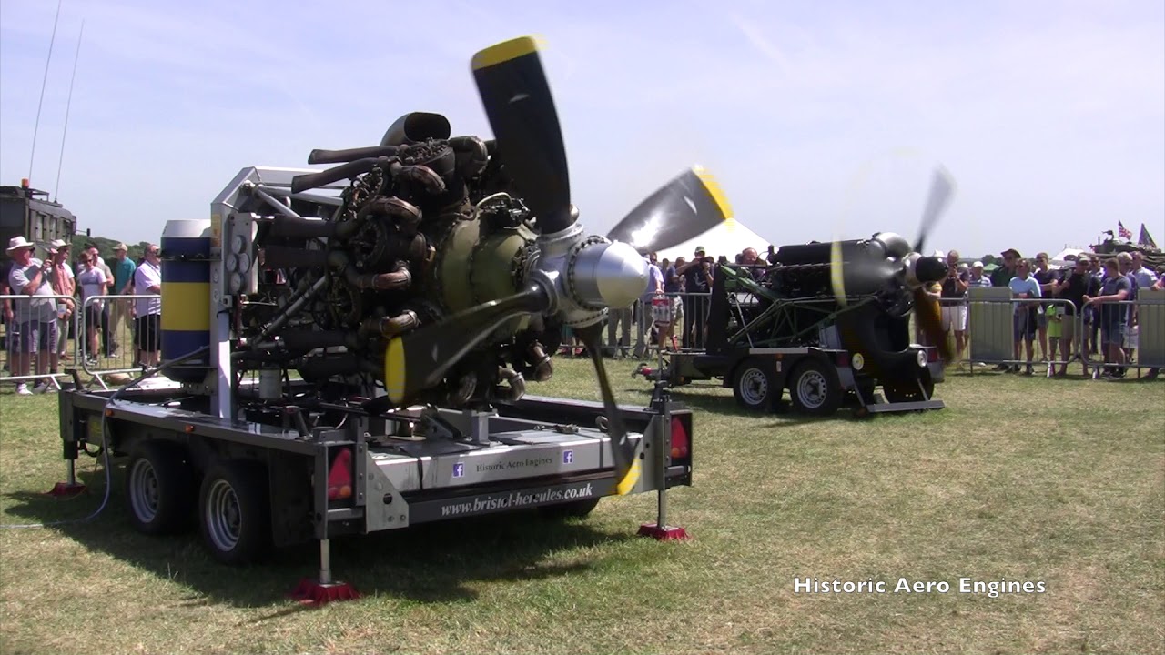 A Bristol Hercules radial and Rolls-Royce Merlin aero engines