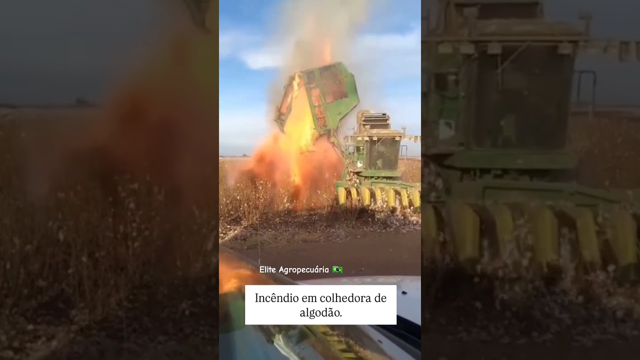 Inc&ecirc;ndio em colhedora de algod&atilde;o 🙄🥺 #eliteagropecuaria #automobile #agro