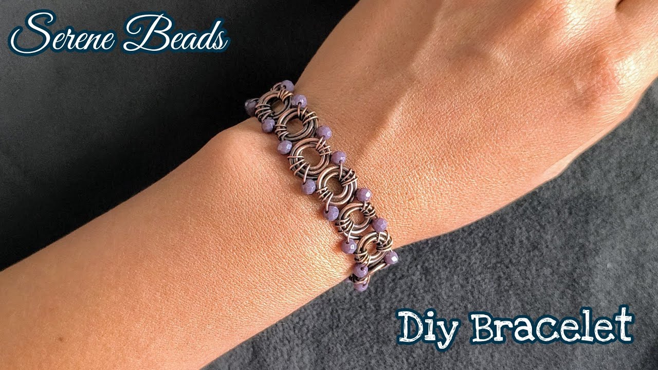 Beaded spiral wire bracelet | Spiral wire cuff bracelet | Diy wire cuff bracelet