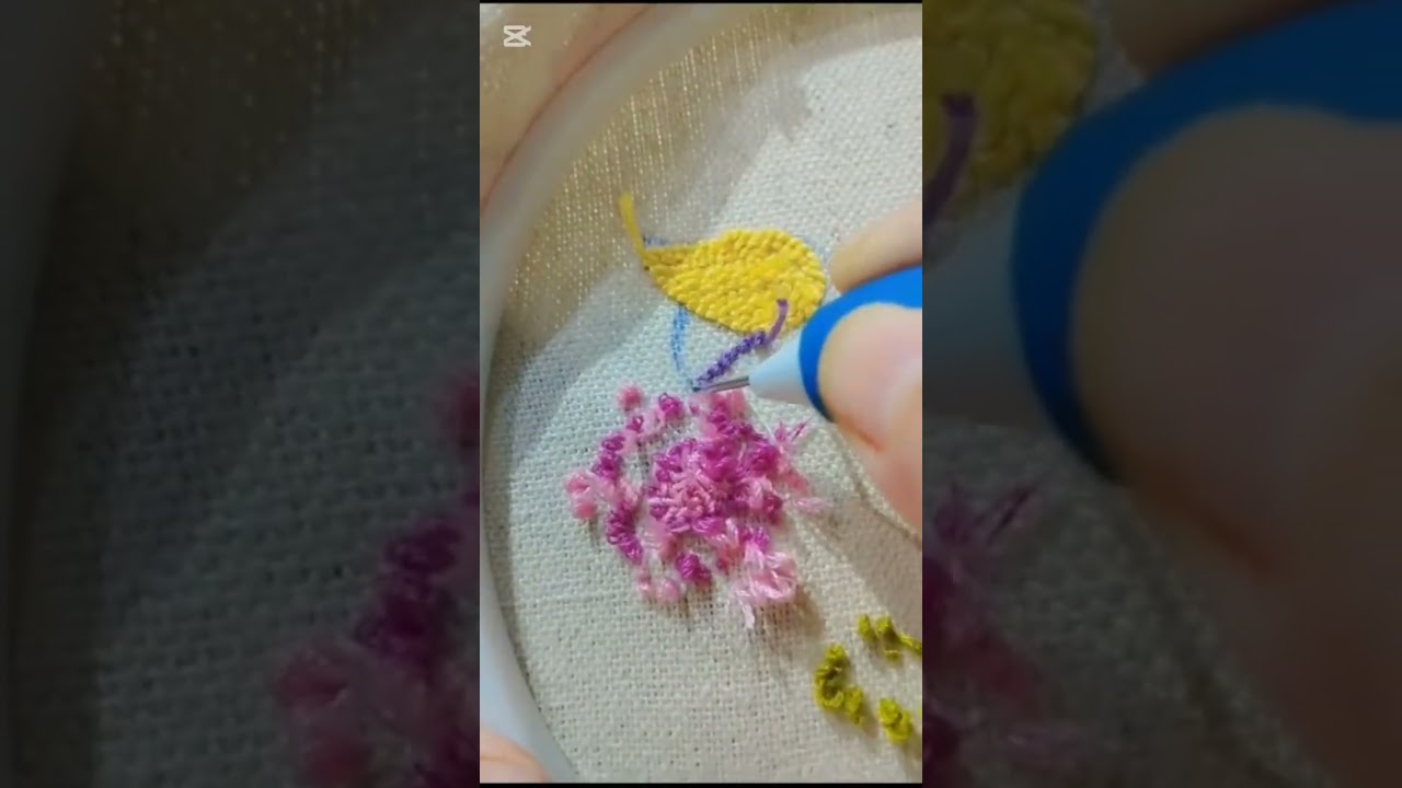 🧵✨ تطريز بإبرة البانش نيدل لباقة زهور جميلة بألوان زاهية ومبهجة 🌸💜