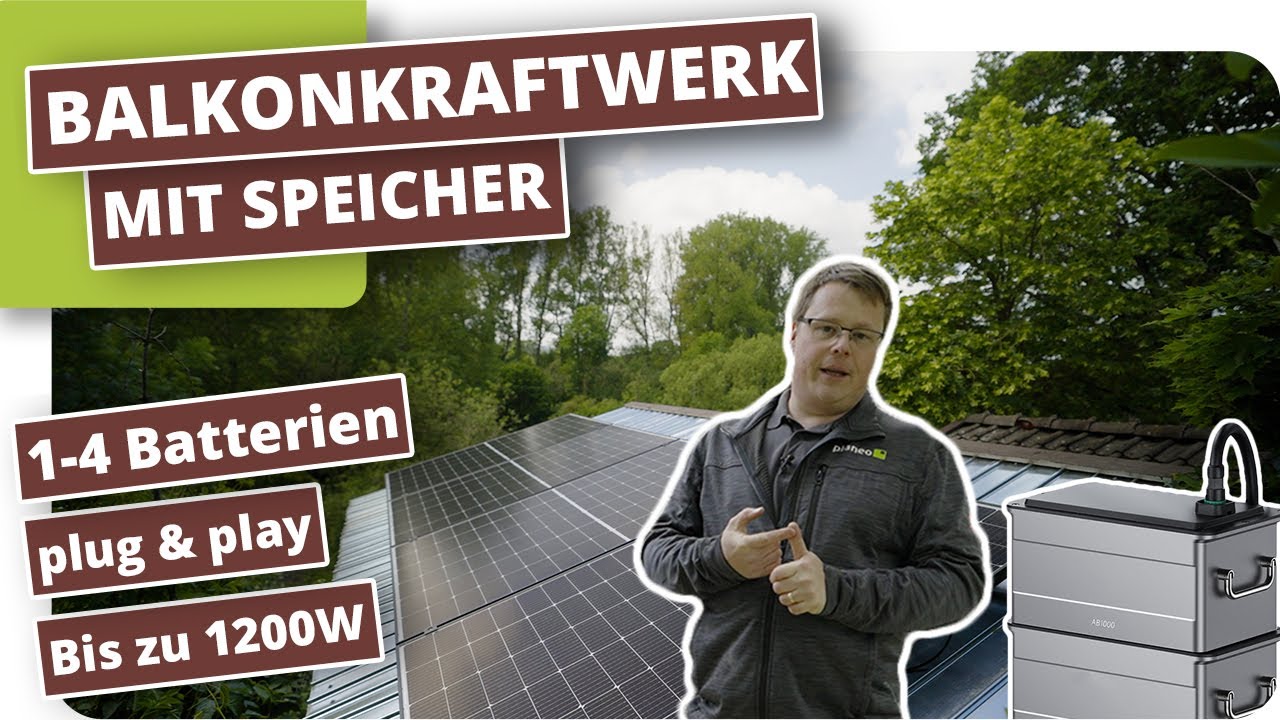 Balkonkraftwerk mit Speicher auf einem Wellblechdach
