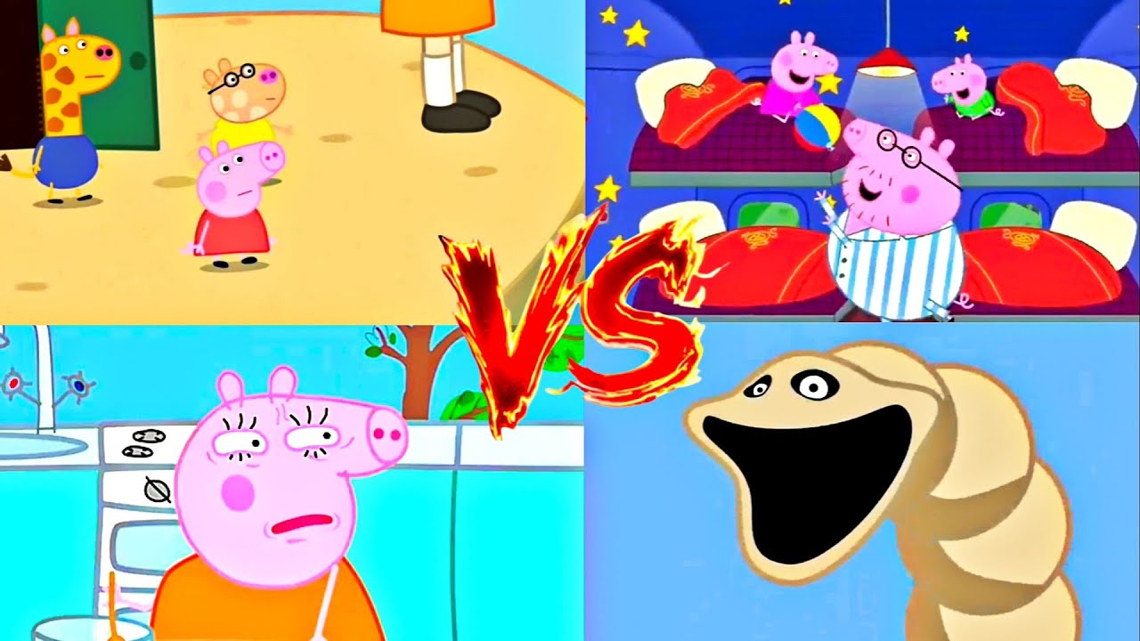 Peppa Pig vs Daddy vs Mummy vs Hungry Worm Tiles Hop