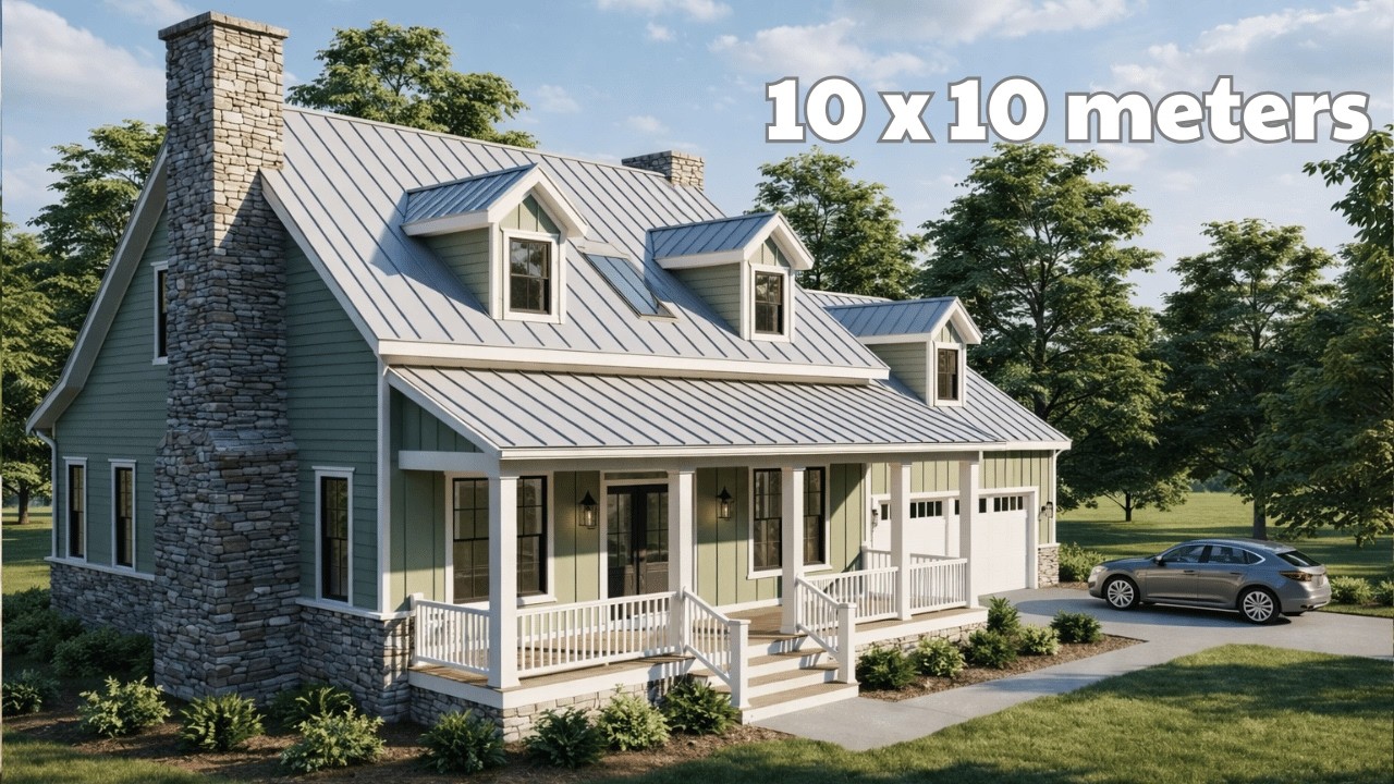 3 Bedroom Small House Design (10x10m) - Cozy Cottage Dream Home!