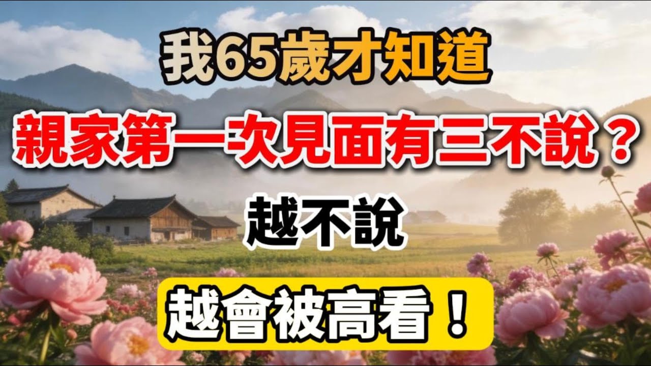 我65歲才知道，親家第一次見面有三不說？越不說，越會被高看！【晚景如春】#晚年生活 #中老年生活 #為人處世 #生活經驗 #情感故事 #老人 #幸福人生 #talks
