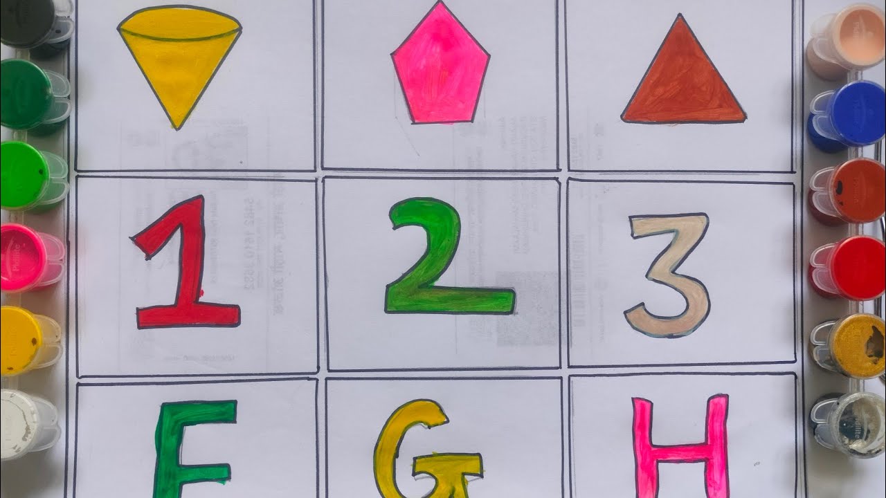 Learn Shapes, Numbers & Alphabets | Diamond, Pentagon, Triangle | 1 to 3 | F G H