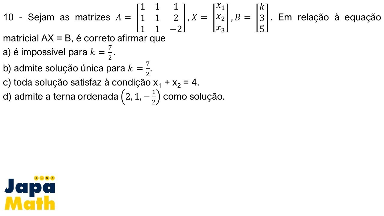 Prova Resolvida AFA(2011 - 2012) - Sistemas Lineares