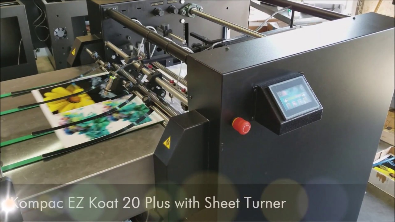 Double Sided UV Coating with the Kompac EZ Koat 20 Plus with Sheet Turner