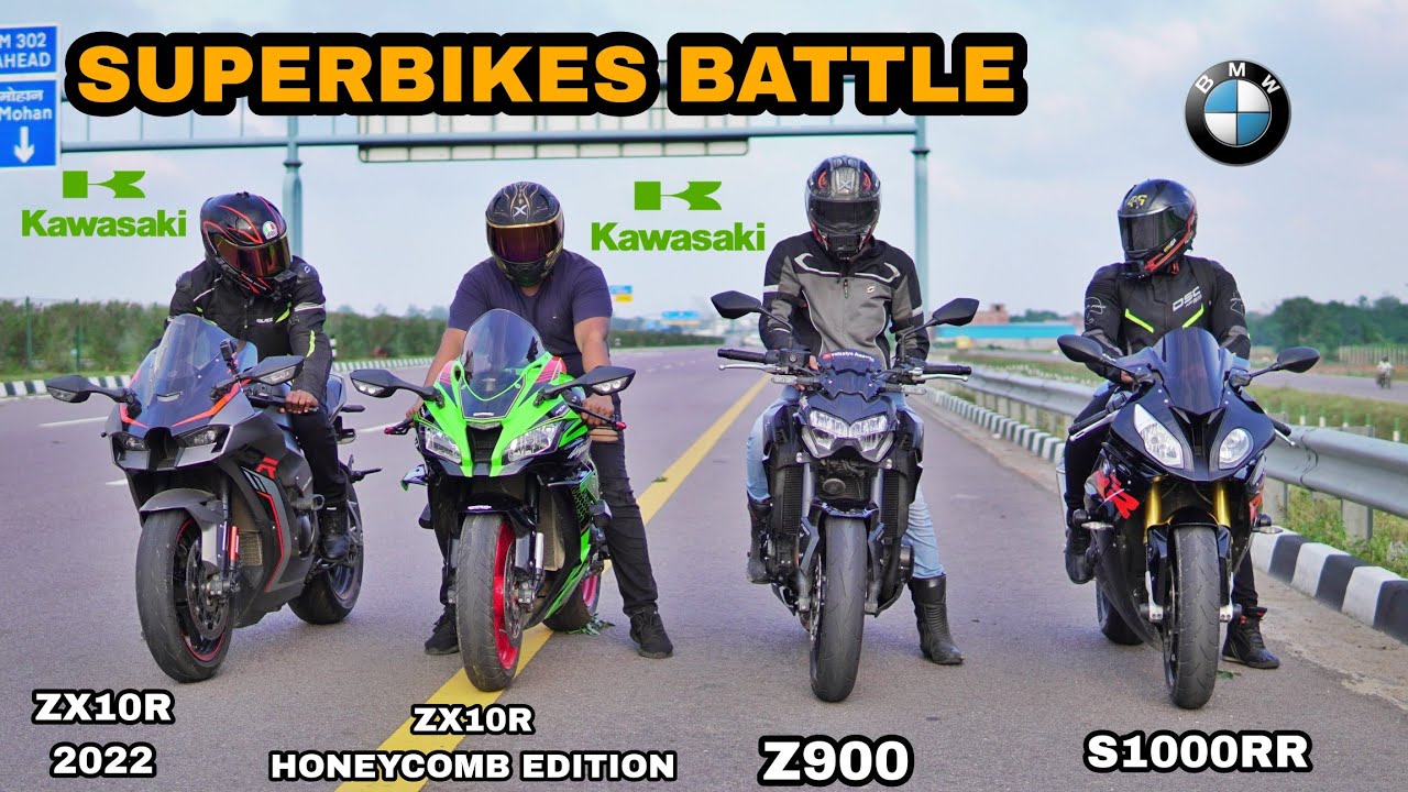 Bmw S1000RR Vs Zx10R 2022 Vs Zx10R Honeycomb Vs Kawasaki Z900 | Superbikes Battle | Goosebumps😯