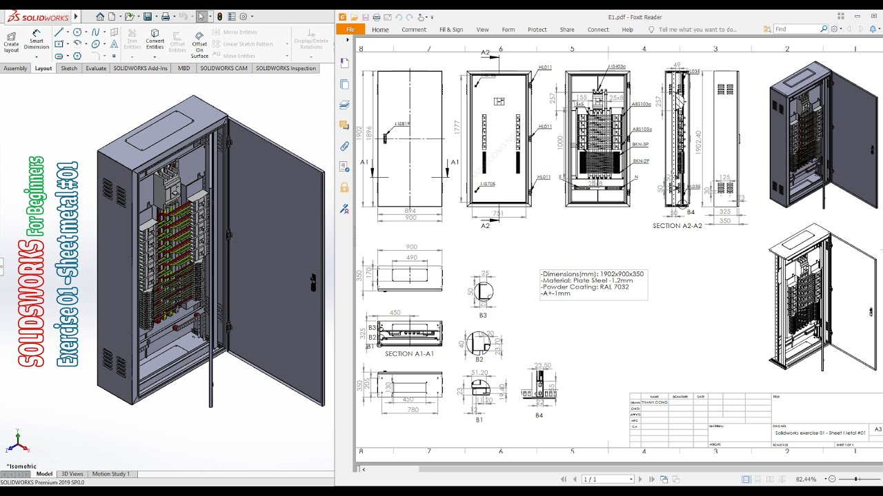 Solidworks exercise 01 - Sheet Metal #01 + Music background