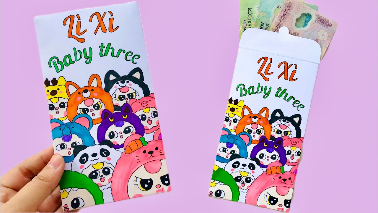 Cách Làm Bao Lì Xì Baby Three Bằng Giấy | Baby Three | Sáng Tạo Thủ Công