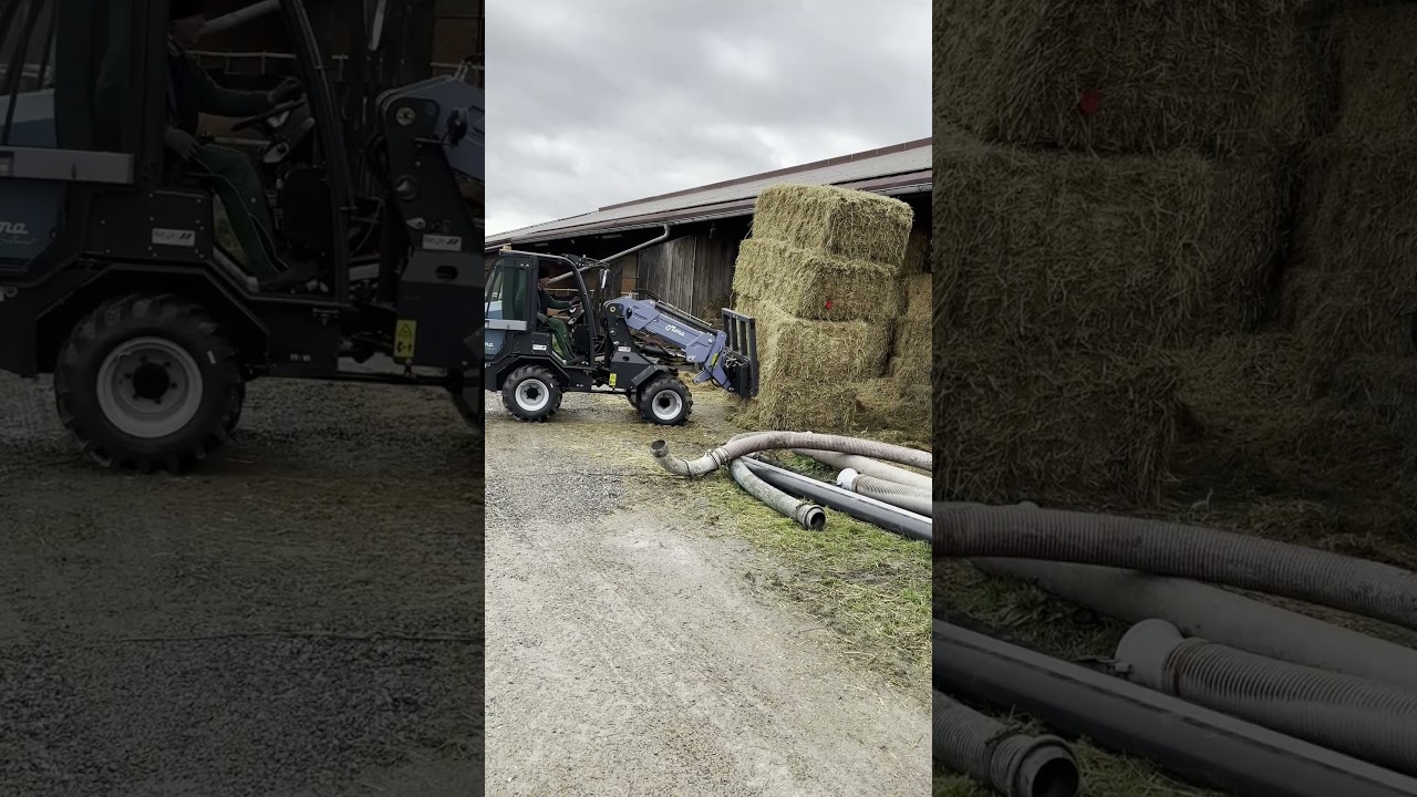 MONA Solara+ Hoflader stapelt Quaderballen auf einem Milchvieh Betrieb 🐄 #monamotors #telelader