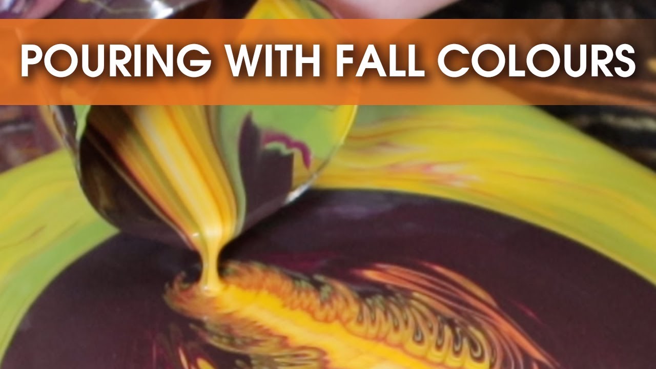 Acrylic Pours with Fall Colours - 2 golden paintings (tilt & spin)