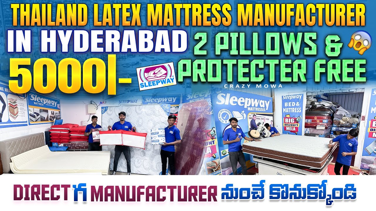 Thailand latex mattress manufacturer in Hyderabad/ cheapest latex mattress 5000/- sleepway mattress
