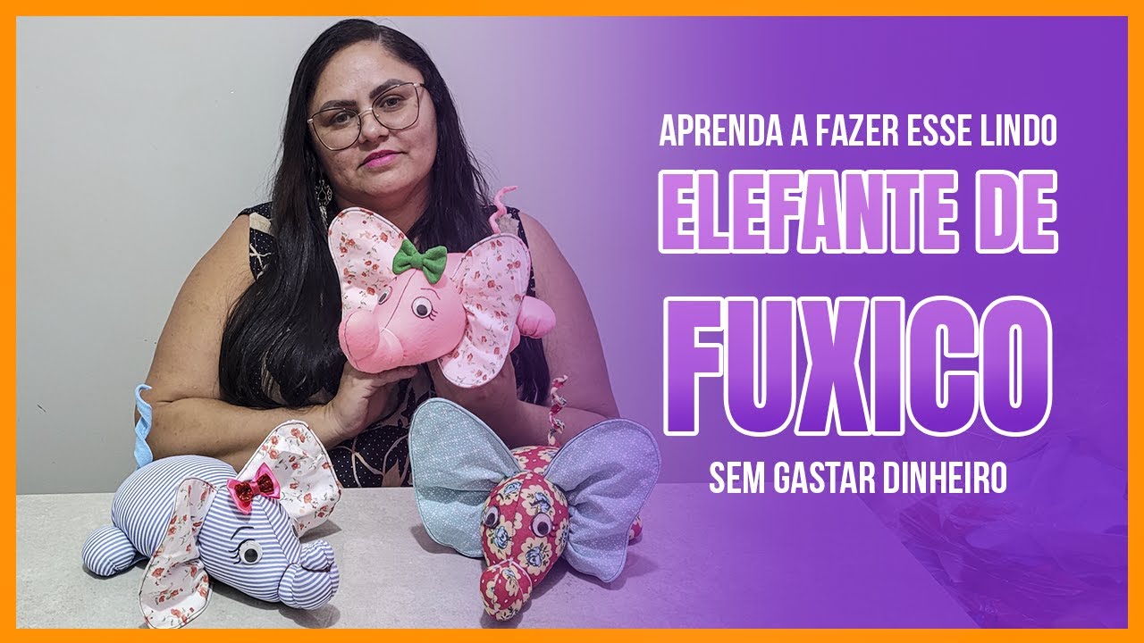 Elefante de fuxico perfeito pra iniciante no artesanato.