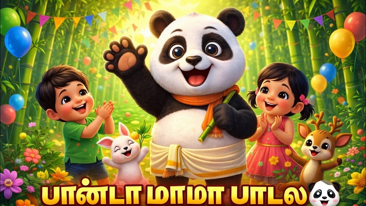 பாண்டா மாமா பாடல் 🐼 | Cute Tamil Kids Song |Panda Mama Song in Tamil 🐼🎉#trending #viral #cartoon#fyp
